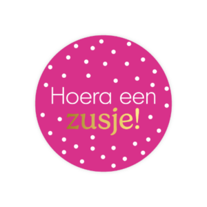Stickers "Hoera een Zusje!!" – Feestelijk & Lief – Ø 4 cm – Set van 10