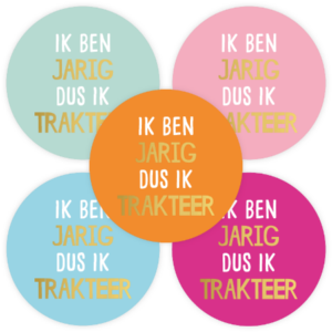 Stickers | Hoera ik ben jarig dus ik trakteer | Gekleurd
